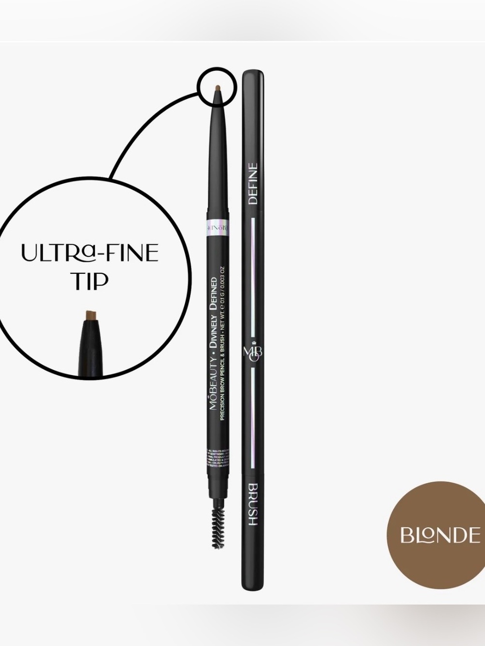 MO BEAUTY Divinely Defined Precision Brow Pencil & Brush (THIN) Bonde 0.1g NEW